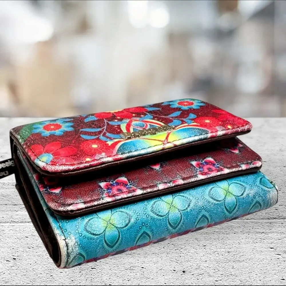 Desigual Wallet Compact Colorful Vibrant Abstract Floral